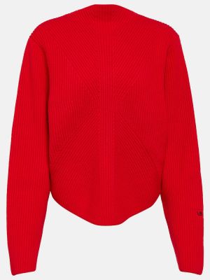 Medvilninis vilnonis megztinis Victoria Beckham raudona