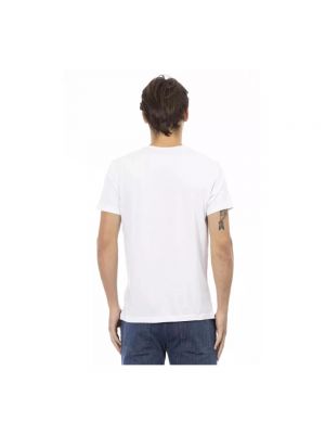 Camiseta con estampado con escote v Trussardi blanco