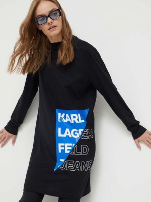 Bombažna denim obleka Karl Lagerfeld Jeans črna