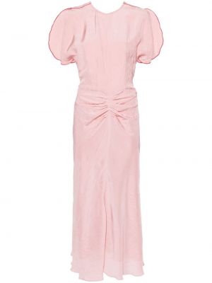 Midi šaty Victoria Beckham růžové