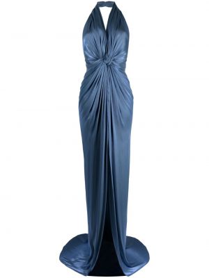 Сатенена вечерна рокля Costarellos синьо