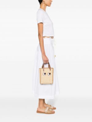 Shopper handtasche mit stickerei Anya Hindmarch beige