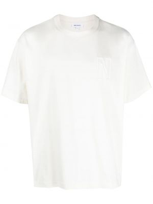 Bavlnené tričko s výšivkou Norse Projects biela