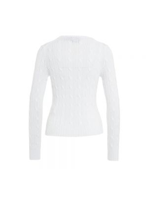 Dzianinowy sweter z okrągłym dekoltem Ralph Lauren biały