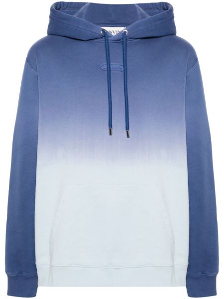 Pamučna hoodie s kapuljačom s prijelazom boje Lanvin plava