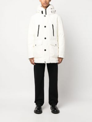 Płaszcz w piórka z kapturem puchowy Woolrich biały