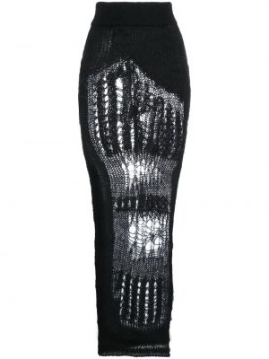 Pletená roztrhaná sukňa Rick Owens čierna