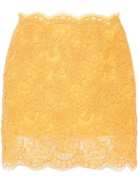Φούστα mini με δαντέλα Ermanno Scervino κίτρινο