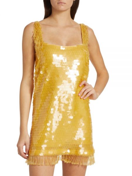 Платье мини с пайетками Alexis желтое