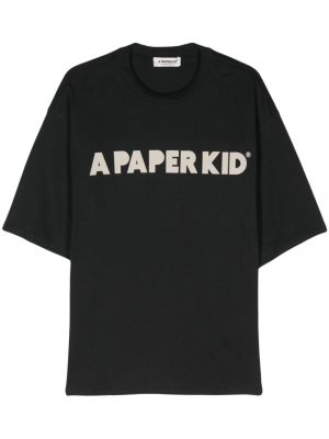Bavlněné tričko s potiskem A Paper Kid černé