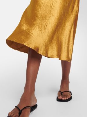 Σατέν μίντι φόρεμα Max Mara κίτρινο