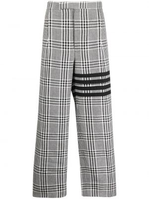 Ravne hlače s črtami s karirastim vzorcem Thom Browne