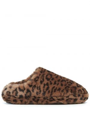 Domáce papuče s kožušinou s potlačou s leopardím vzorom Apparis