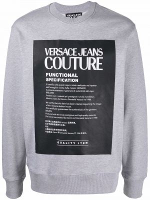 Trykt bomull sweatshirt Versace Jeans Couture grå