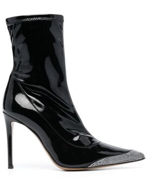 Iš natūralios odos auliniai batai su kristalais Alexandre Vauthier juoda