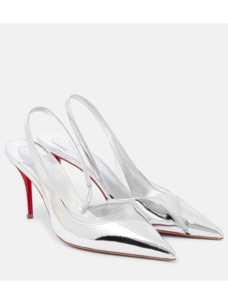 Slingback læder pumper med stropper Christian Louboutin sølv