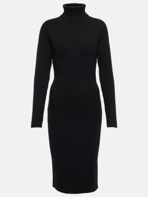 Vlněné midi šaty Tom Ford černé