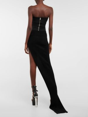 Asymetrické kašmírové vlněné dlouhá sukně Rick Owens černé