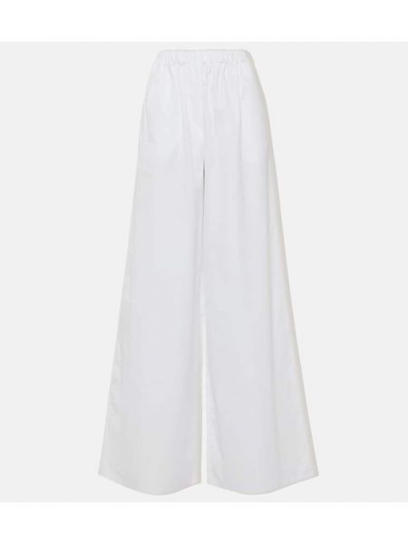 Relaxed памучни панталон с висока талия Max Mara бяло
