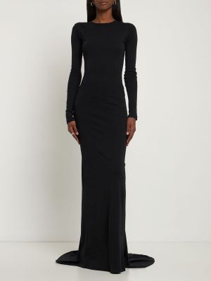 Βαμβακερή μάξι φόρεμα από ζέρσεϋ Ann Demeulemeester μαύρο