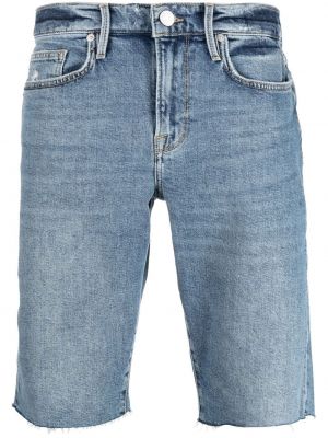 Pantaloni scurți din denim zdrențuiți Frame albastru