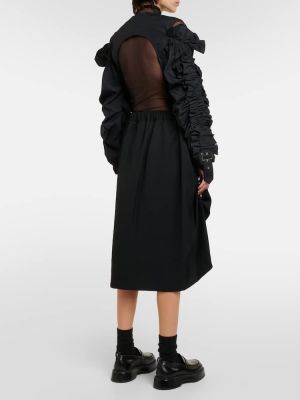 Jupe mi-longue en laine Noir Kei Ninomiya noir