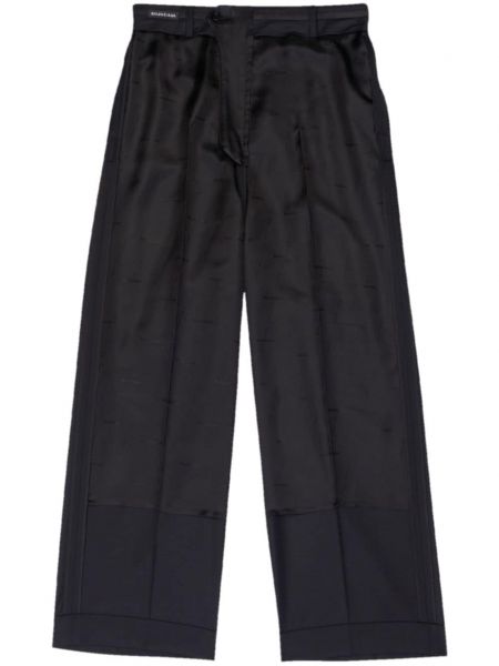 Ravne hlače s potiskom Balenciaga črna