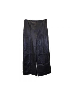 Spodnie skórzane Oscar De La Renta Pre-owned czarne