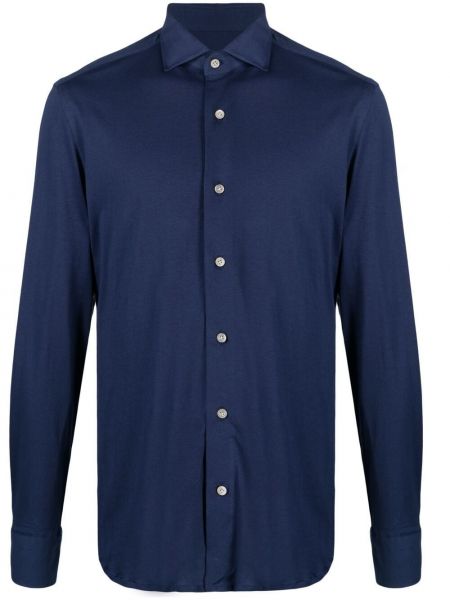 Camisa ajustada con botones Boglioli azul
