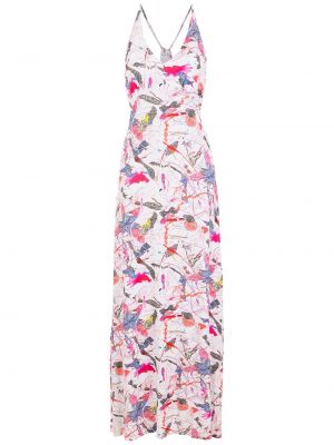 Dlouhé šaty s potiskem s abstraktním vzorem Amir Slama růžové