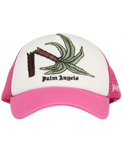 Bavlněná kšiltovka s výšivkou Palm Angels růžová