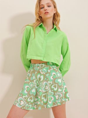 Mini sijonas Trend Alaçatı Stili žalia