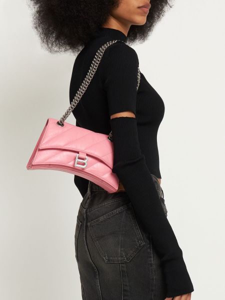 Bolsa de hombro de cuero Balenciaga rosa