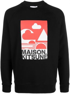 Trykt sweatshirt Maison Kitsuné svart