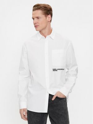 Дънкова риза slim Karl Lagerfeld Jeans бяло