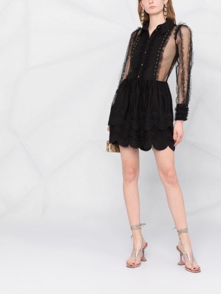 Mini vestido con bordado de encaje Elisabetta Franchi negro