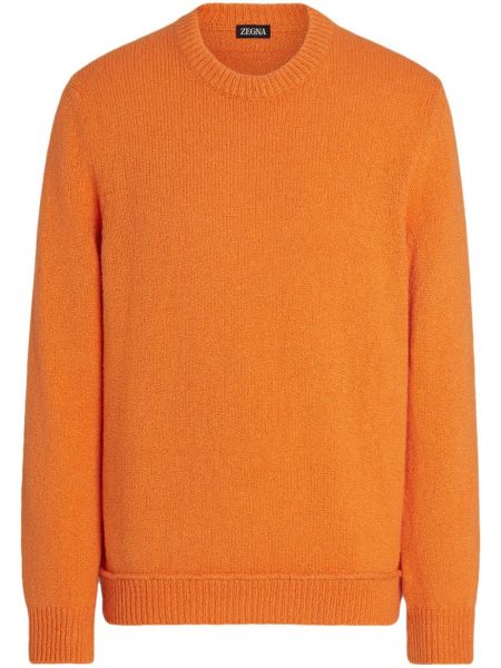 Памучен пуловер с кръгло деколте Zegna оранжево