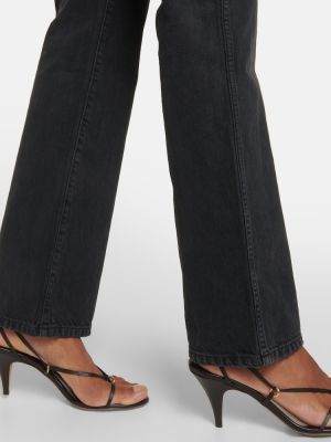 Straight leg jeans a vita alta Khaite nero