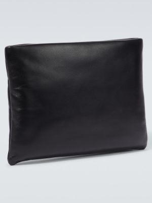 Bolso clutch de cuero de cuero Saint Laurent negro