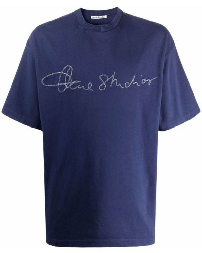Camiseta de cuello redondo Acne Studios azul