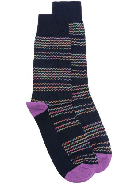 Chaussettes en coton à motif chevrons Paul Smith bleu