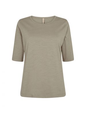 Bavlnené priliehavé tričko s okrúhlym výstrihom Soyaconcept - béžová