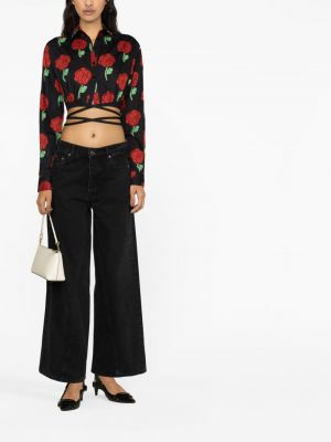 Blūze ar ziediem ar apdruku Versace Jeans Couture melns