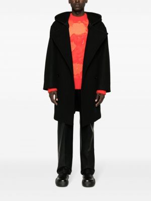 Vilnonis paltas su gobtuvu Jil Sander juoda