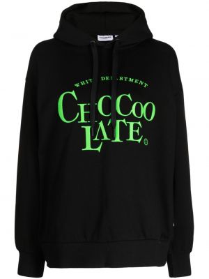 Pamučna hoodie s kapuljačom s vezom Chocoolate crna