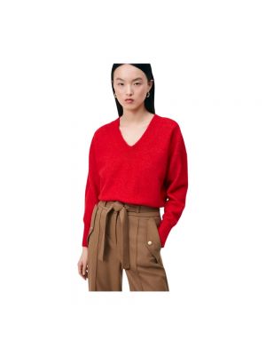 Sweter z dekoltem w serek Suncoo czerwony