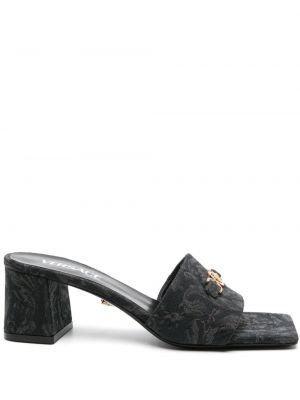 Papuci tip mules slip-on din jacard Versace negru