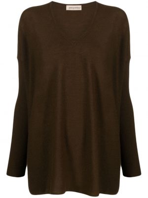 Sweter z kaszmiru z dekoltem w serek Gentry Portofino brązowy