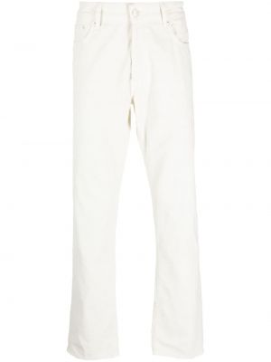 Ravne hlače iz rebrastega žameta Officine Generale bela