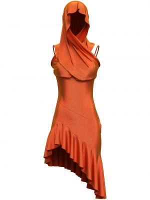 Коктейлна рокля с качулка Margherita Maccapani оранжево